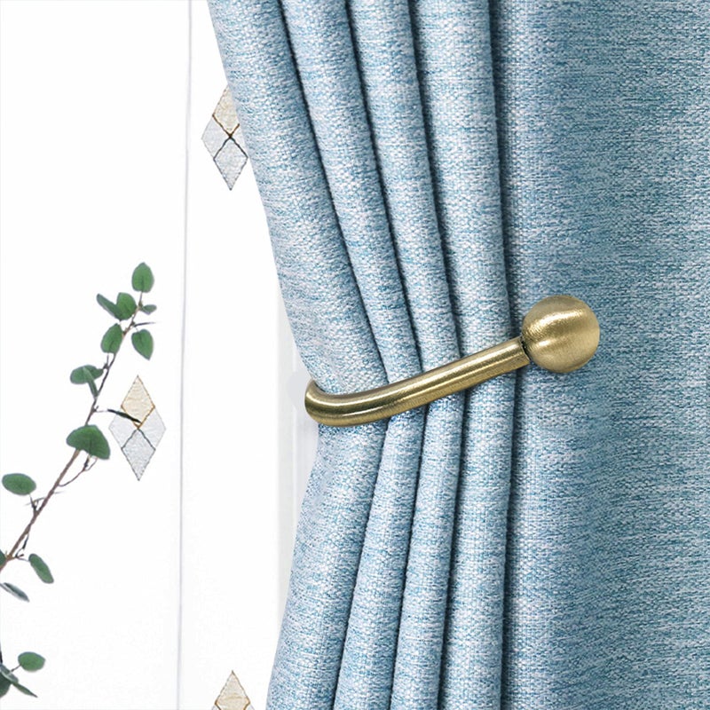 HEMOUR Curtain Holdback  2 Pcs Wall Mounted Drapery Tiebacks with Screws  Heavy Duty Metal Decorative Window Drapery Holder Curtain Hook  Brass - Image 3